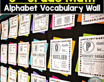 8th Grade Math Alphabet Word Wall for Bulletin Boards
