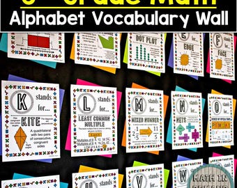 6th Grade Math Alphabet Vocabulary Word Wall for Bulletin Boards