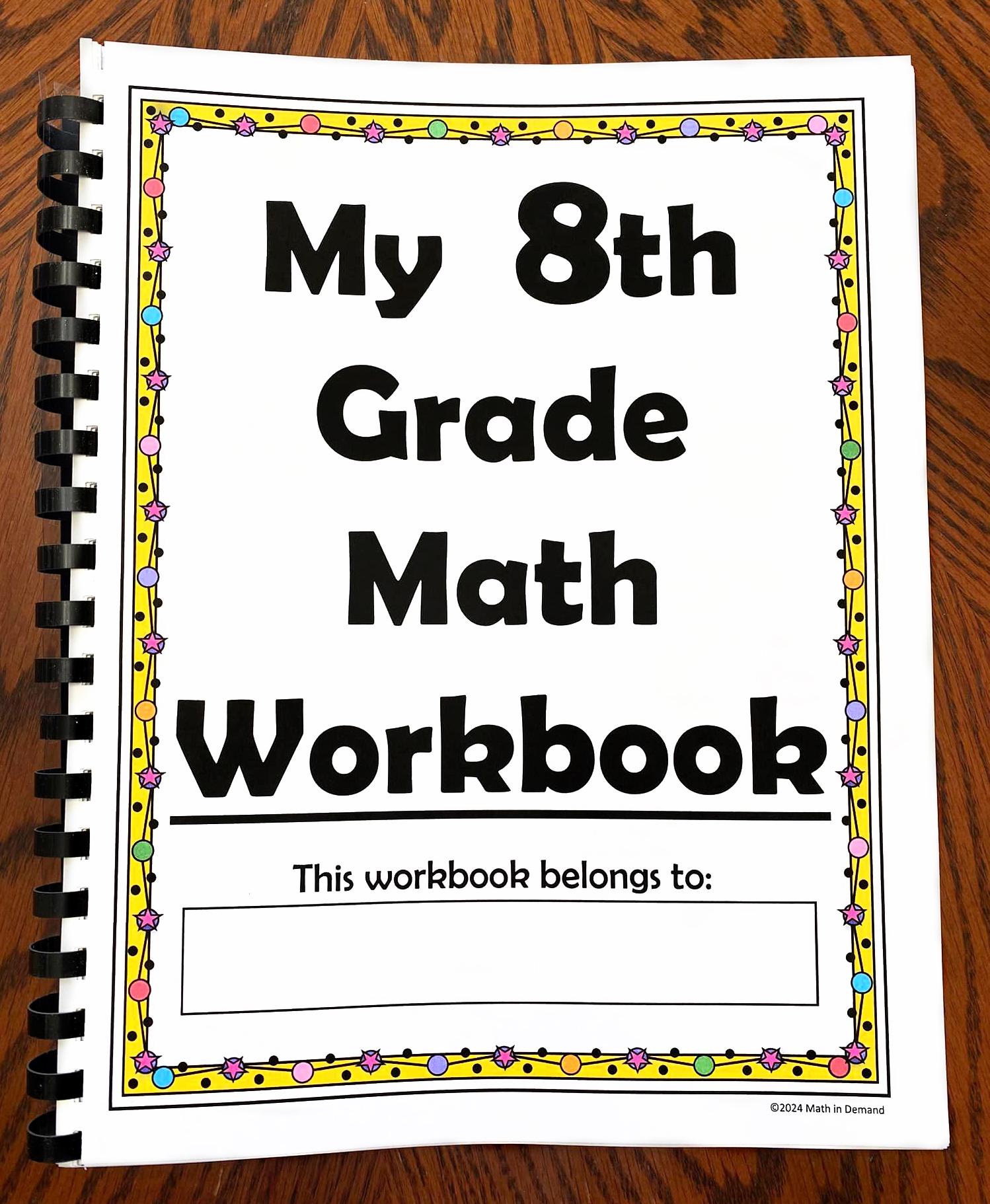 8th Grade Math Workbook Digital File (PDF) - Etsy