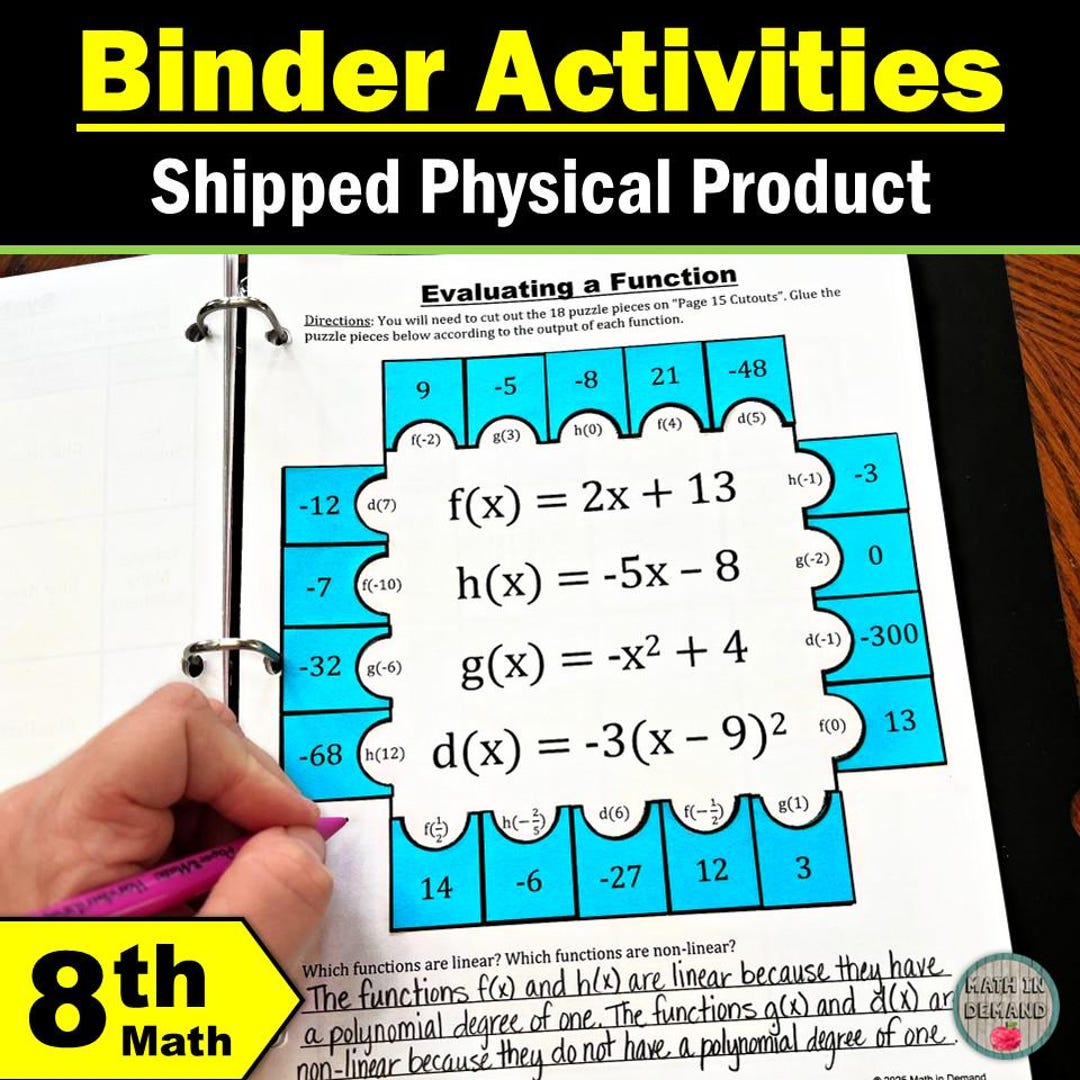 8th Grade Math Binder (physical Product) - Etsy