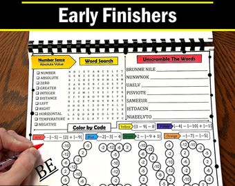 7th Grade Math Early Finishers DIGITAL (PDF FILE)