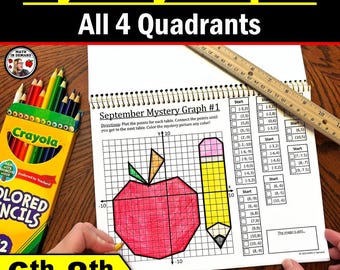Math Mystery Graphs Book All 4 Quadrants (Physical Copy)