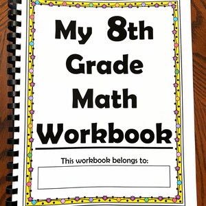 8th Grade Math Workbook - Etsy