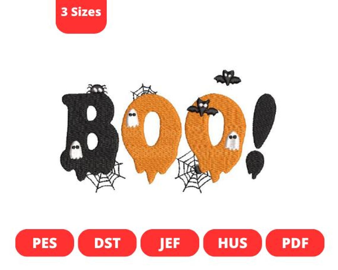 BOO Spooky Halloween Machine Embroidery Design Digital Embroidery File ...