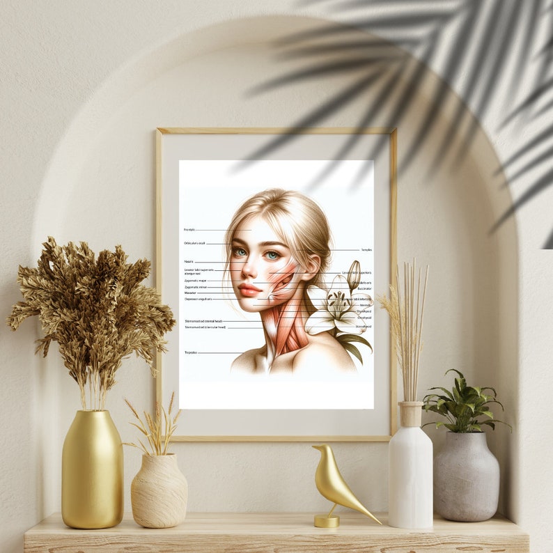 Facial Anatomy Art, Face Anatomy Poster, Facial Filler, Facial Muscles