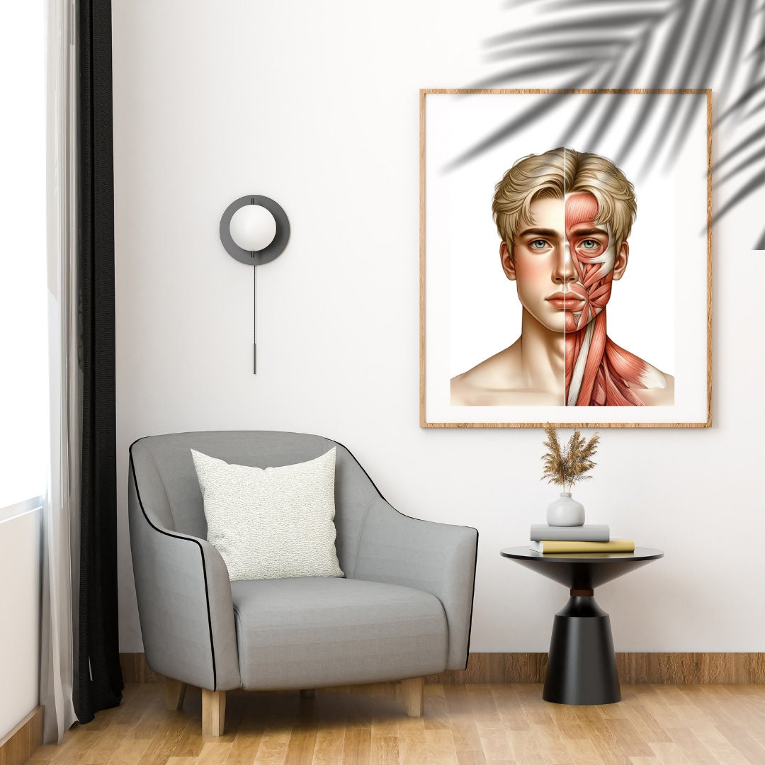 Facial Anatomy Art, Face Anatomy Poster, Facial Filler, Facial Muscles