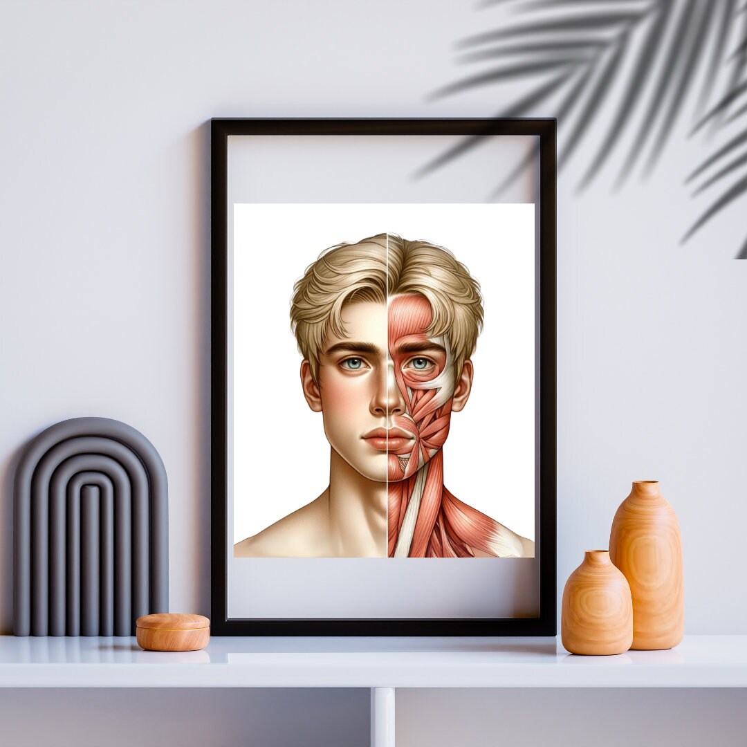 Facial Anatomy Art, Face Anatomy Poster, Facial Filler, Facial Muscles