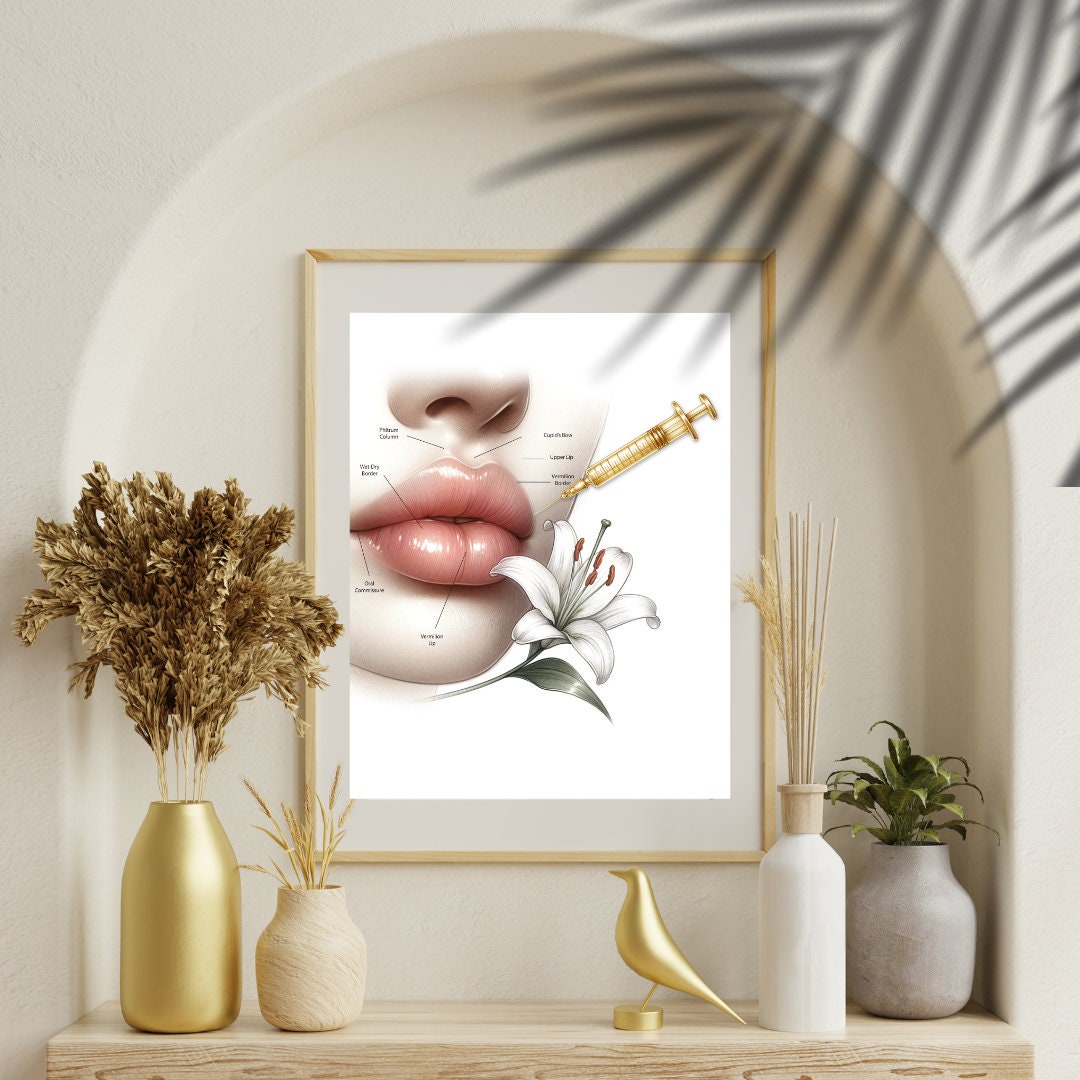 Lip Anatomy Art, Lip Filler, Lip Anatomy Print, Lip Anatomical Poster