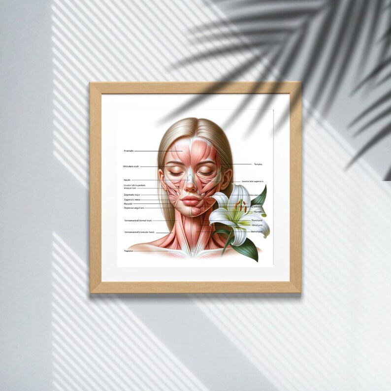 Facial Anatomy Art, Face Anatomy Poster, Facial Filler, Facial Muscles