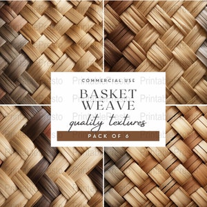 Digital Basket Weave Textures, High-Quality Pack, Commercial Use, Scrapbooking, Backgrounds, Pack of 6, Instant Download
