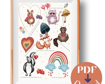 Affirmation Poster für Kinder: Positive Mentale Gesundheit Kunst (PDF Download)