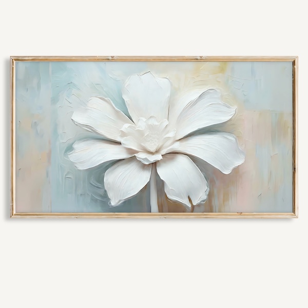 White Hawaiian Flower Tv Frame Tv Retro Hawaii Art Frame Tv Hawaii Flower Art Tv Frame Tv White Hawaiian Flower Art Muted Art Tv Frame Tv 61