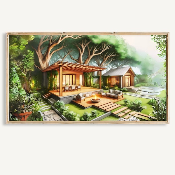 Tiny Living Dreams Tv Frame Tv Art Wallpaper Tv Landscape Art Frame Tv Architectural Landscape Art Tiny Home Tiny House Art Tv Frame Tv 38