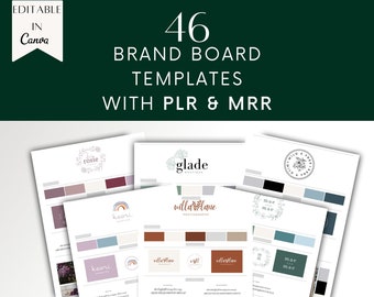 Brand Board Template PLR MRR, Small Business Branding Kit, Logo, DIY  Color Palette, Fonts, Vision Board Editable Canva Template to Resell
