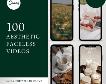 100 Faceless Reels TikTok Videos With PLR & MRR, Aesthetic Minimalist Faceless Instagram Done For You, Social Media, Digital Marketing