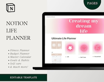 Notion Life Planner, All In One Notion Template, ADHD Planner, That Girl Done For You Extended Planner