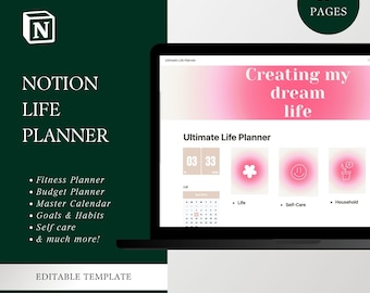 Notion Life Planner, All In One Notion Template, ADHD Planner, That Girl Done For You Extended Planner