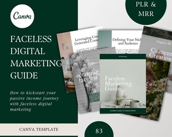 Faceless Digital Marketing Guide With PLR & MRR, Passive Income Canva Template to Resell, Instagram TikTok Marketing Guide Profit