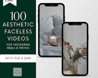 100 Faceless Reels TikTok Videos With PLR & MRR, Aesthetic Minimalist Faceless Instagram Done For You, Social Media, Digital Marketing
