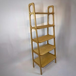 Elegant Mid-Century Modern Bookcase | 5-Tier Birch Plywood Shelving Unit | MAGNUS-XL | Minimalist Storage Tower |Living Room, Office, Studio