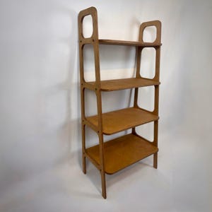 Mid-Century Modern Modular Bookcase – 4 Large Shelves – Birch Plywood in amber finish – Stylish Wooden Storage Unit - MAGNUS LARGE Series