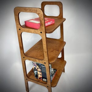 Mid-Century Modern Birch Plywood Bookcase MAHOGANY Finish - 3 Stylish Modular Shelves - MAGNUS MEDIUM shelving unit shelf