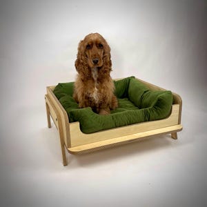 Handmade Birch Plywood Dog Bed: Mid-Century Modern Pet Furniture
