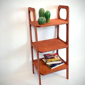 Mid-Century Modern Birch Plywood Bookcase MAHOGANY Finish - 3 Stylish Modular Shelves - MAGNUS MEDIUM shelving unit shelf