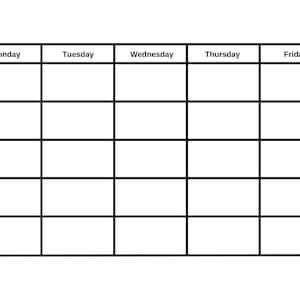 Simple Blank Calendar  | Universal with No Designs | Printable | Large box | Minimalist
