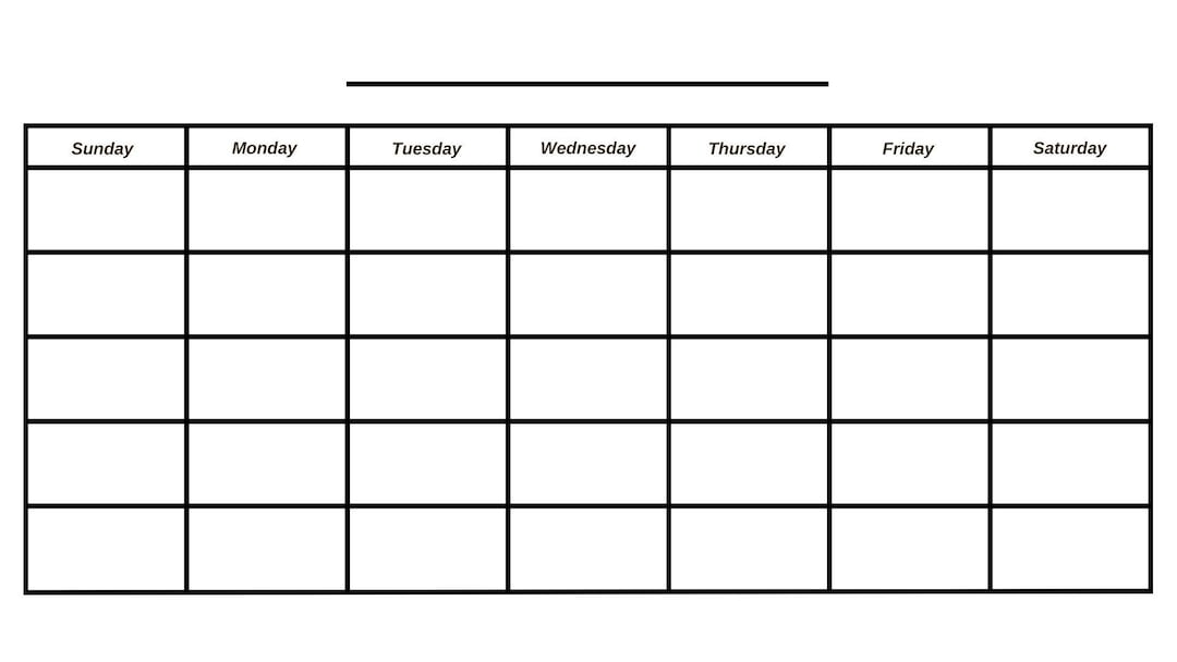 Printable Calendar , Large Box , Simple , Blank Calendar ( Pdf , Svg ...