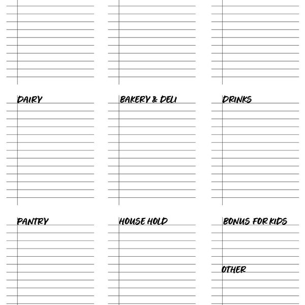 Printable Grocery list Grocery store marketing list planner EDITABLE