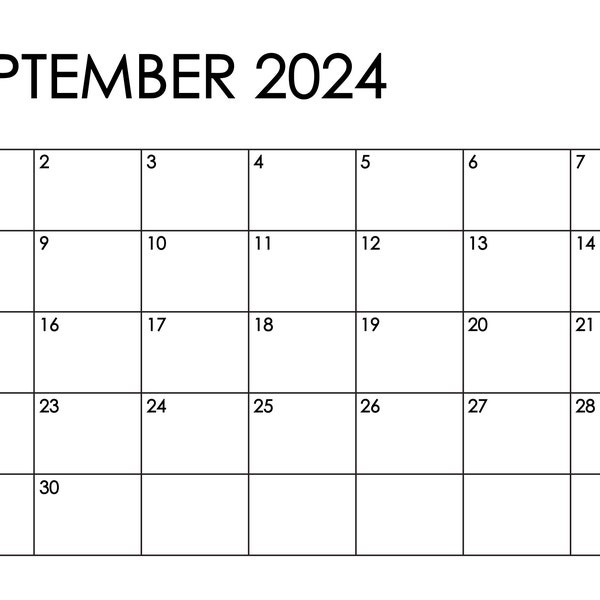 Calendrier septembre 2024 imprimable, modifiable à remplir (fichier EPS inclus)