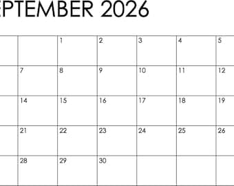 Calendario di settembre 2026 / Agenda a blocchi (pdf, svg, ai, jpg, png, eps, dxf)