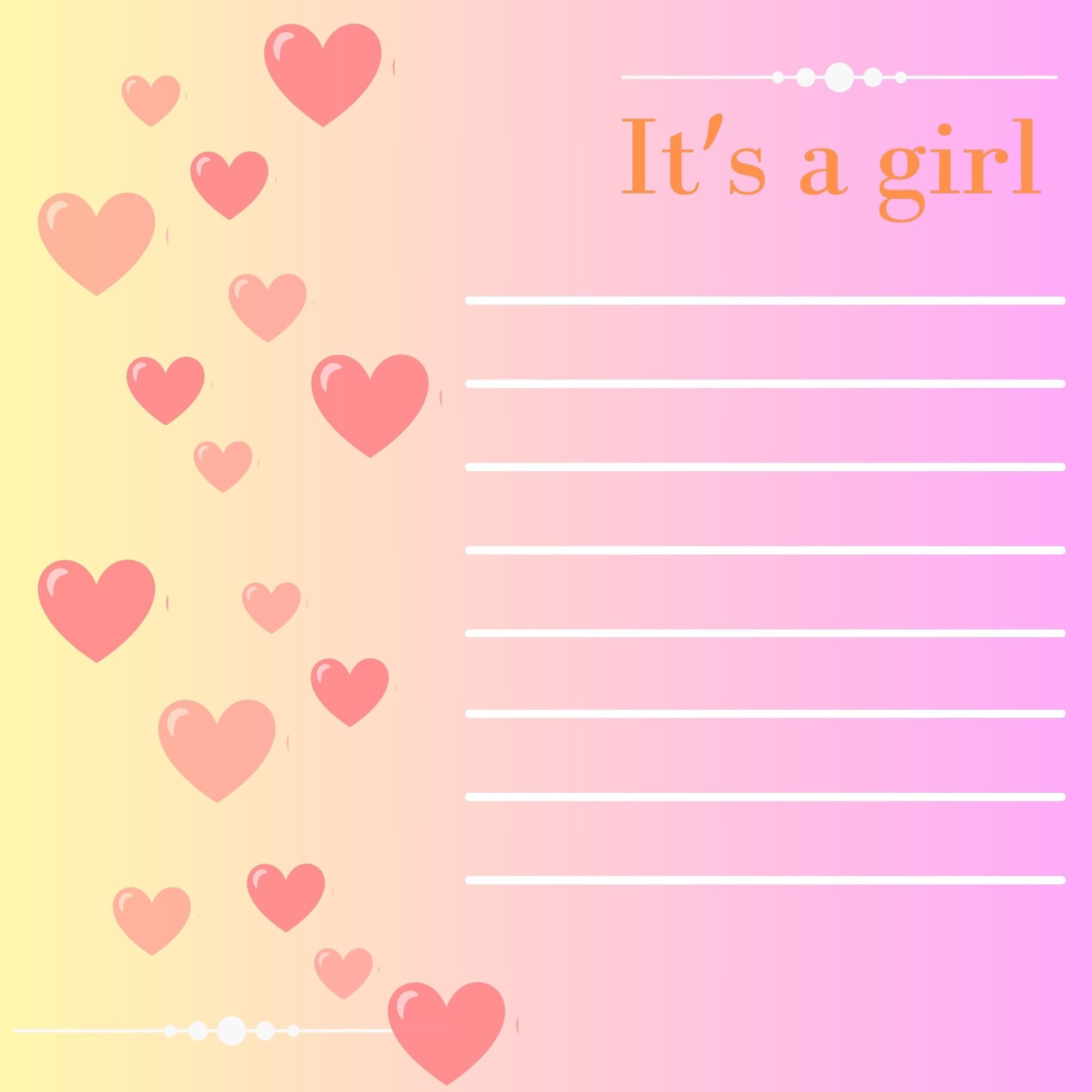 It's a Girl , Printable , Editable Baby Shower Invitation Template ...