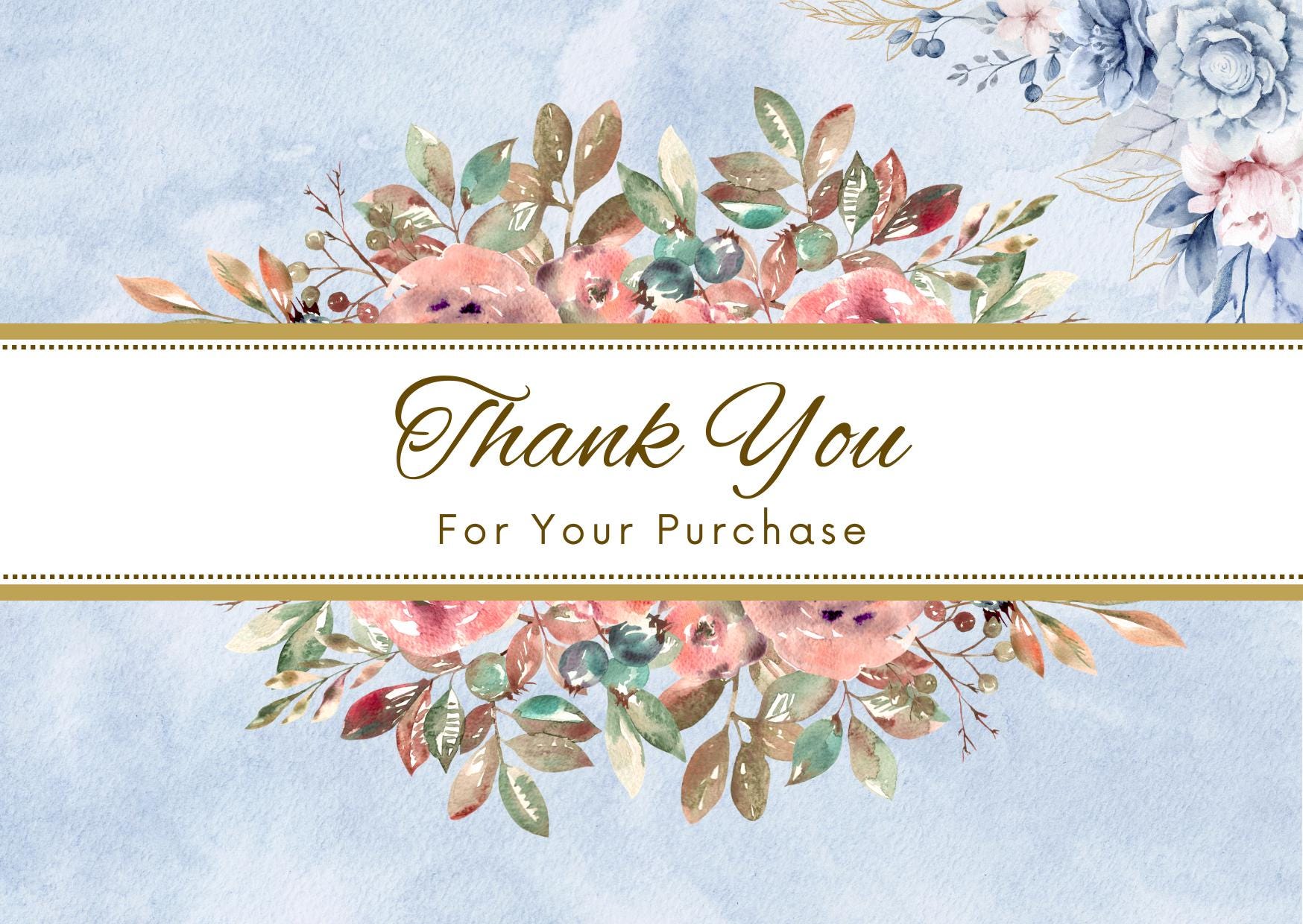 Floral Thank You Card, Canva Editable Template (7x5 & 6x4 Inch) - Etsy
