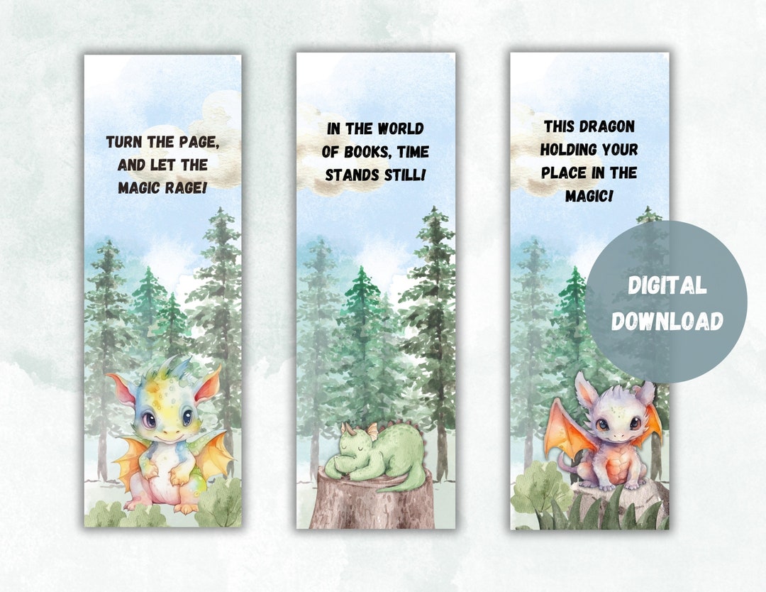 Dragon Bookmark, Printable Bookmarks, Instant Download Bookmark ...