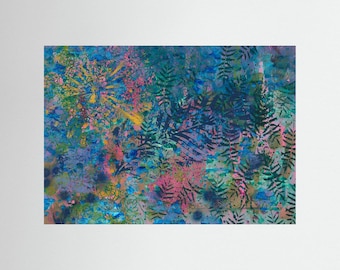 The Blue Palm Leaf, Fine Art Print on Paper