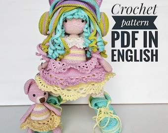 Gehaakt amigurumipatroon, pop amigurumi Mila, haakpatroon, haakpatroon pop, poppenpatroon