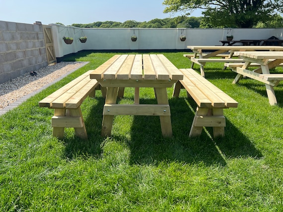 Heavy Duty Garden 6 Seater Table and Two Benches Etsy