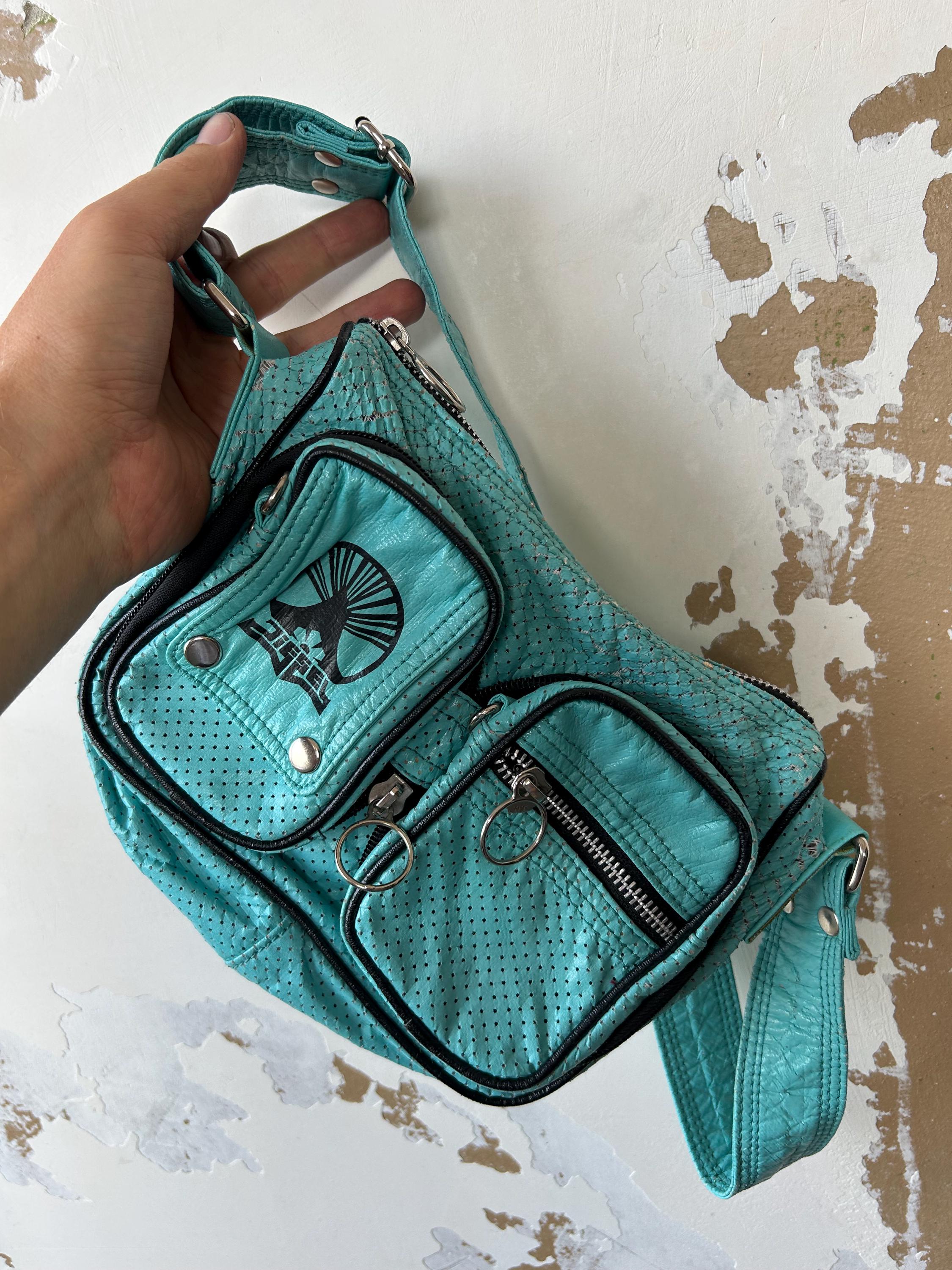 Vintage Diesel Archive Y2K Blue Hobo Shoulder Bag Canvas Multi