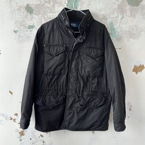 Polo Ralph Lauren Leather/nylon Bomber Jacket Mens M Black
