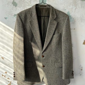 Harris tweed mens blazer sport coat two button casual jacket size 42r wool