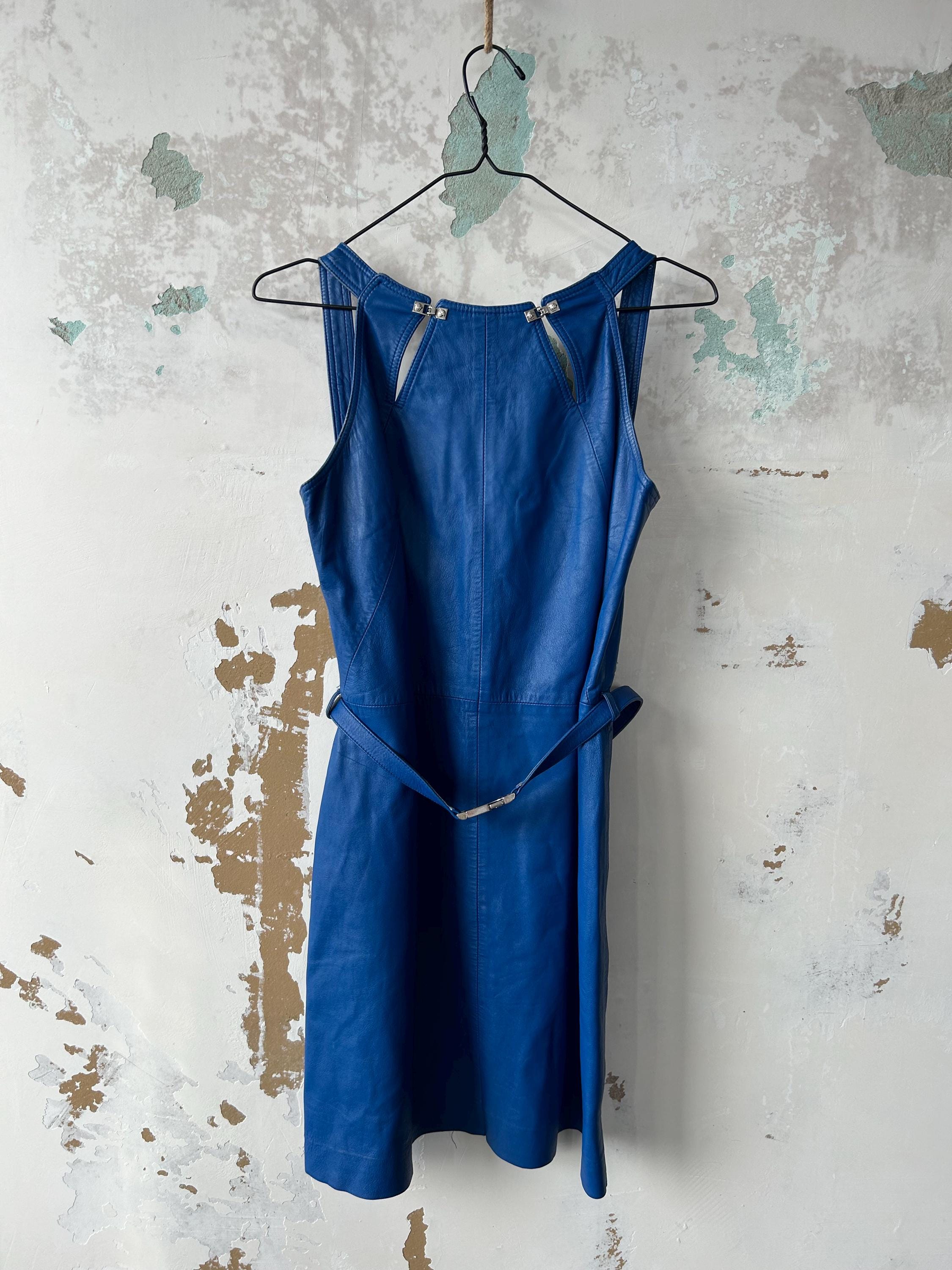 Vintage Gianni Versace Blue Leather Minidress Size 30/44 - Etsy