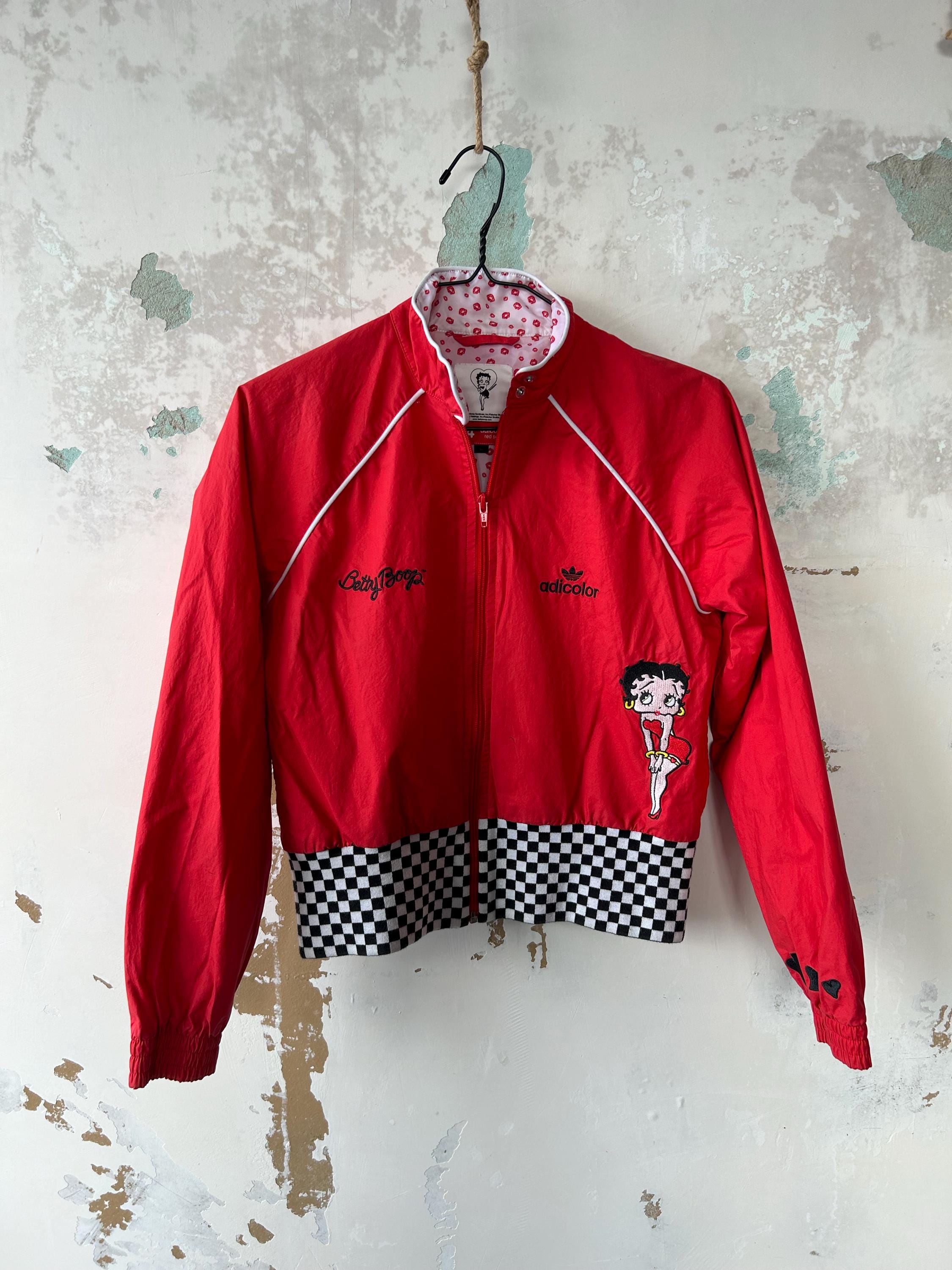  アディダス× betty boop  ナイロンジャケット 2006 Adidas Adicolor R4 Red Series Betty Boop Bomber Jacket Size