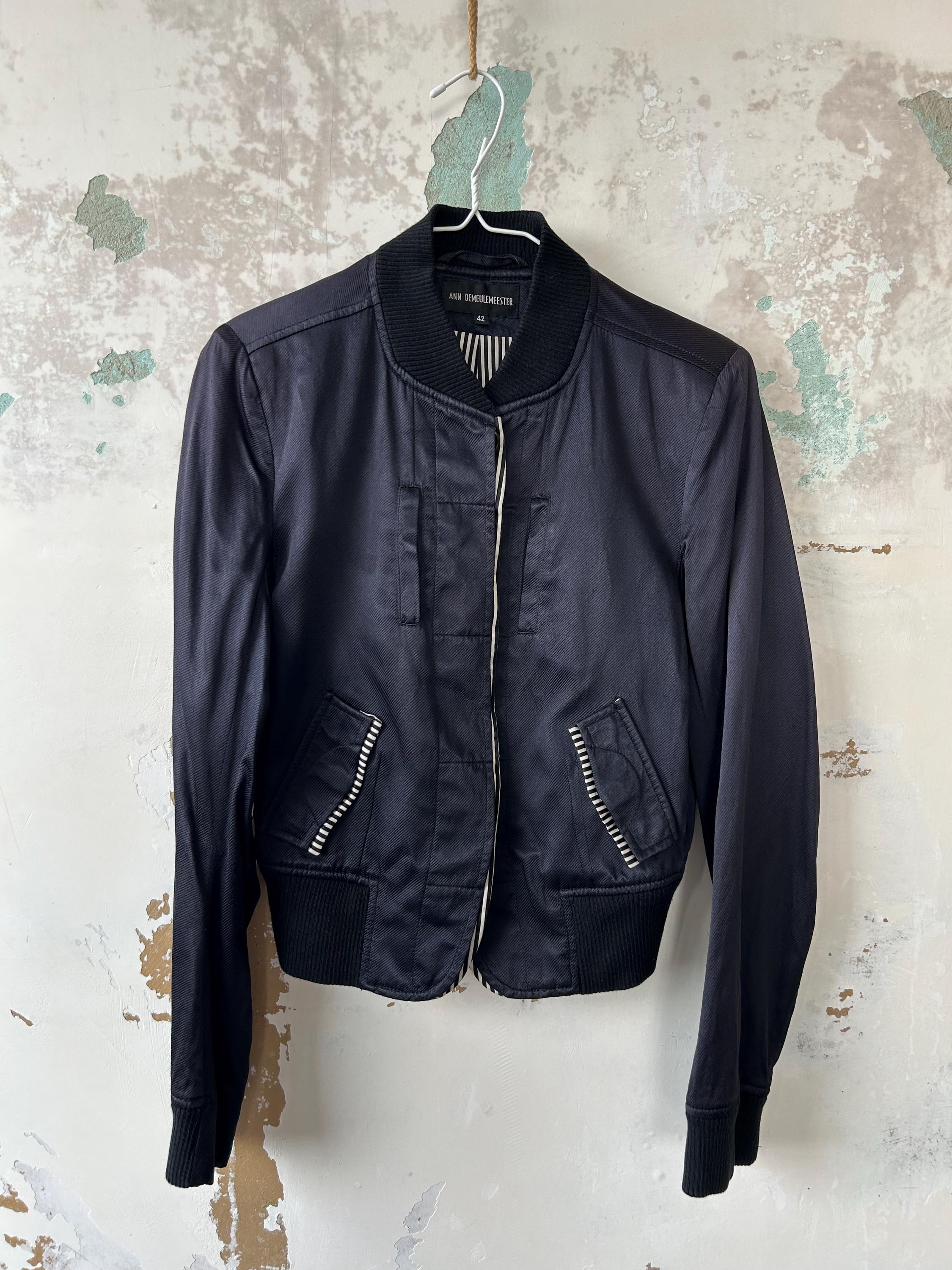 ANN DEMEULEMEESTER 2008SSコットンボンバージャケットXS ANN DEMEULEMEESTER 2008SSコットンボンバージャケットXS