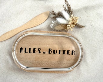 Butterdose aus Holz mit Glasdeckel, Butterbox, Frühstück, Abendbrot, Küche, Butter, butter box, Geschenk, Freundin, Frühstückstisch, Schale