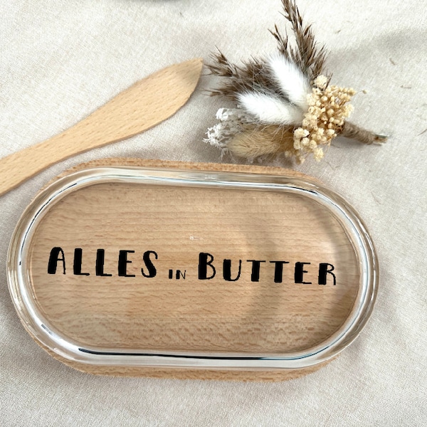 Butterdose aus Holz mit Glasdeckel, Butterbox, Frühstück, Abendbrot, Küche, Butter, butter box, Geschenk, Freundin, Frühstückstisch, Schale