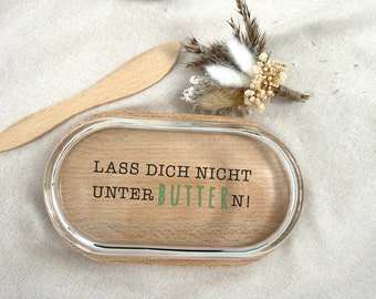 Butterdose aus Holz mit Glasdeckel, Butterbox, Frühstück, Abendbrot, Küche, Butter, butter box, Geschenk, Freundin, Frühstückstisch, Schale