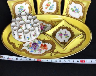 Antique German Dresden Porcelain Cigarette HOLDER, ASHTRAY