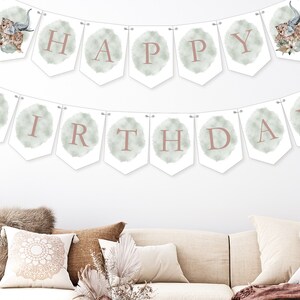 Safari Happy Birthday Banner, Jungle Party Bunting, Zoo Animal Flags, Printable Children&#39;s Party Decoration, Gender Neutral, Printable Decor
